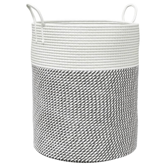 Storage Basket Grey and White Ø38x46 cm Cotton Storage Basket Grey and White Ø38x46 cm Cotton
