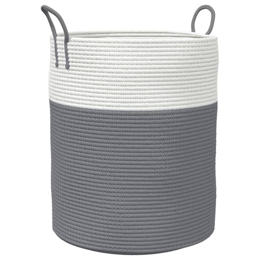 Storage Basket Grey and White Ø38x46 cm Cotton Storage Basket Grey and White Ø38x46 cm Cotton