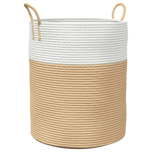 Storage Basket Beige and White Ø38x46 cm Cotton Storage Basket Beige and White Ø38x46 cm Cotton