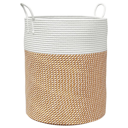 Storage Basket Brown and White Ø38x46 cm Cotton Storage Basket Brown and White Ø38x46 cm Cotton