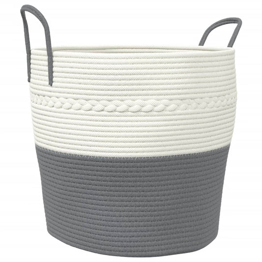 Storage Basket Grey and White Ø43x38 cm Cotton Storage Basket Grey and White Ø43x38 cm Cotton