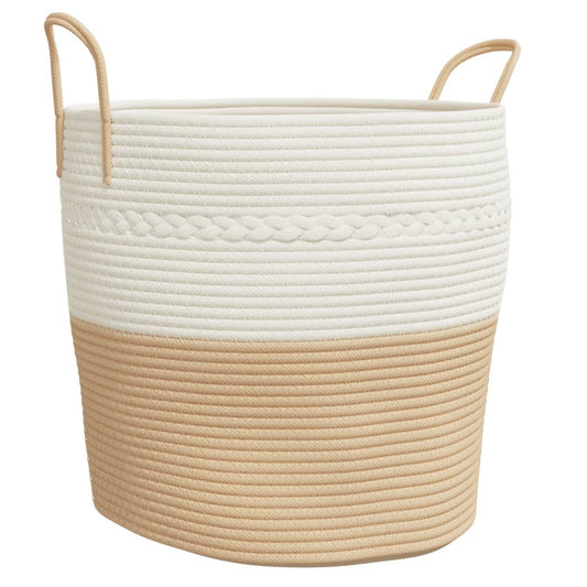 Storage Basket Beige and White Ø43x38 cm Cotton Storage Basket Beige and White Ø43x38 cm Cotton