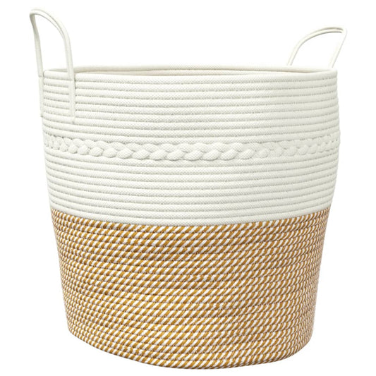 Storage Basket Brown and White Ø43x38 cm Cotton Storage Basket Brown and White Ø43x38 cm Cotton