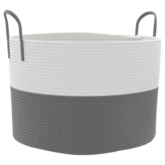 Storage Basket Grey and White Ø51x33 cm Cotton Storage Basket Grey and White Ø51x33 cm Cotton