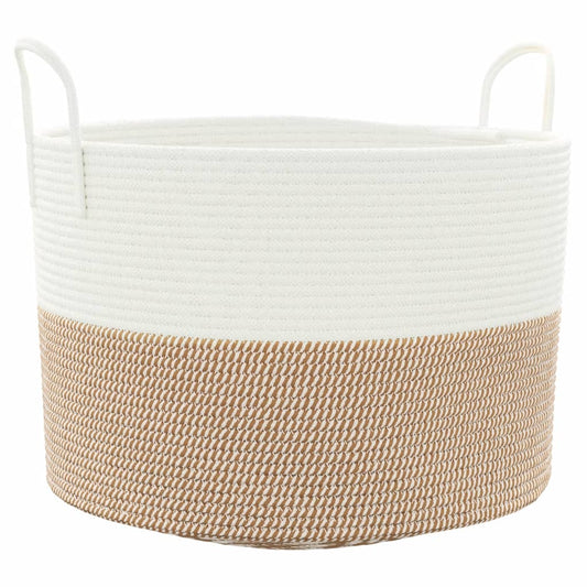Storage Basket Brown and White Ø51x33 cm Cotton Storage Basket Brown and White Ø51x33 cm Cotton