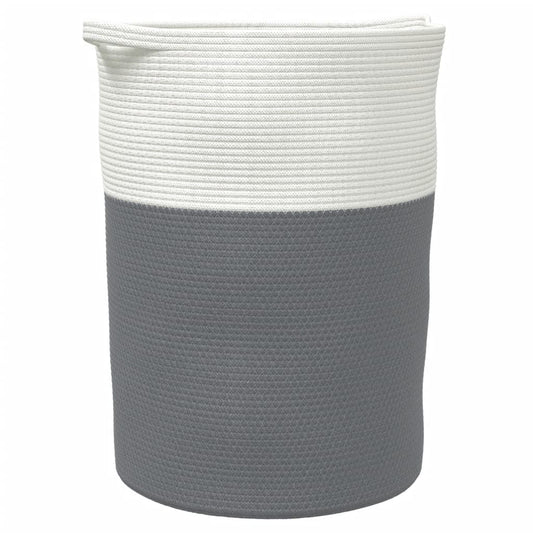 Storage Basket Grey and White Ø49x65 cm Cotton Storage Basket Grey and White Ø49x65 cm Cotton