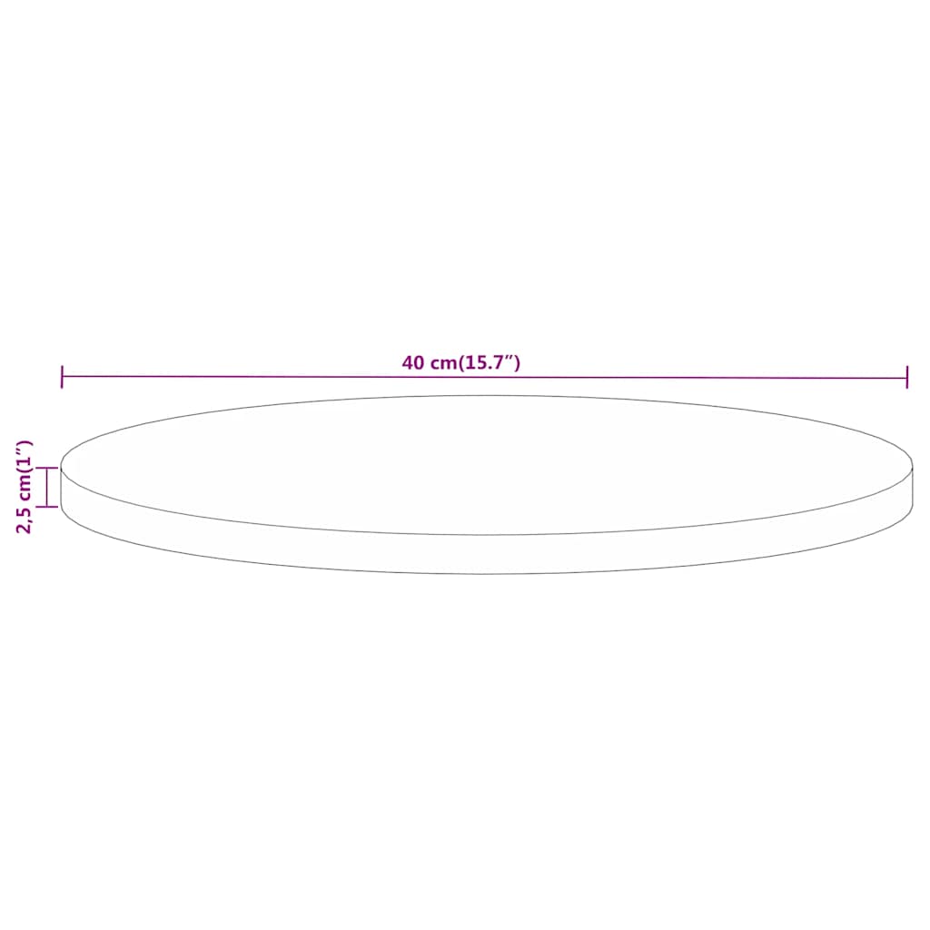 Table Top Ø 40x2.5 cm Round Solid Wood Rough Mango