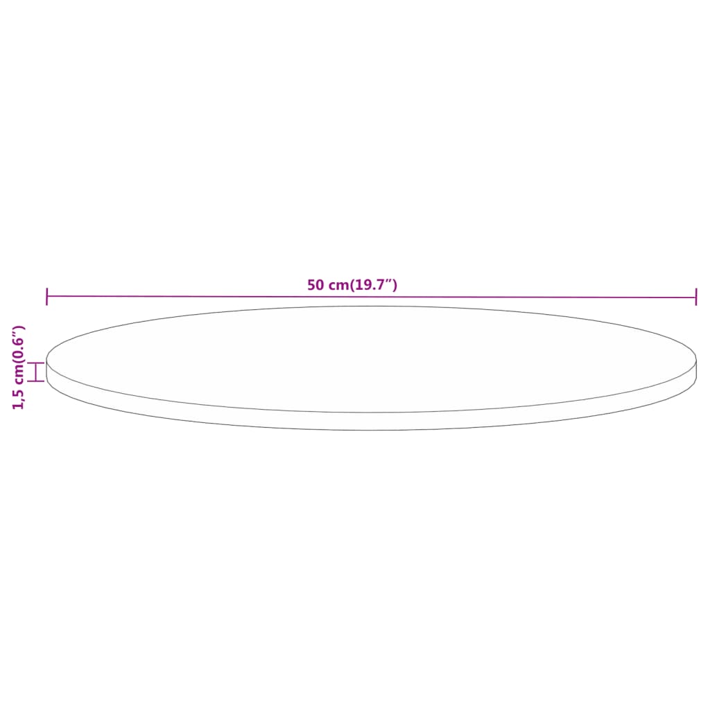 Table Top Ø 50x1.5 cm Round Solid Wood Rough Mango