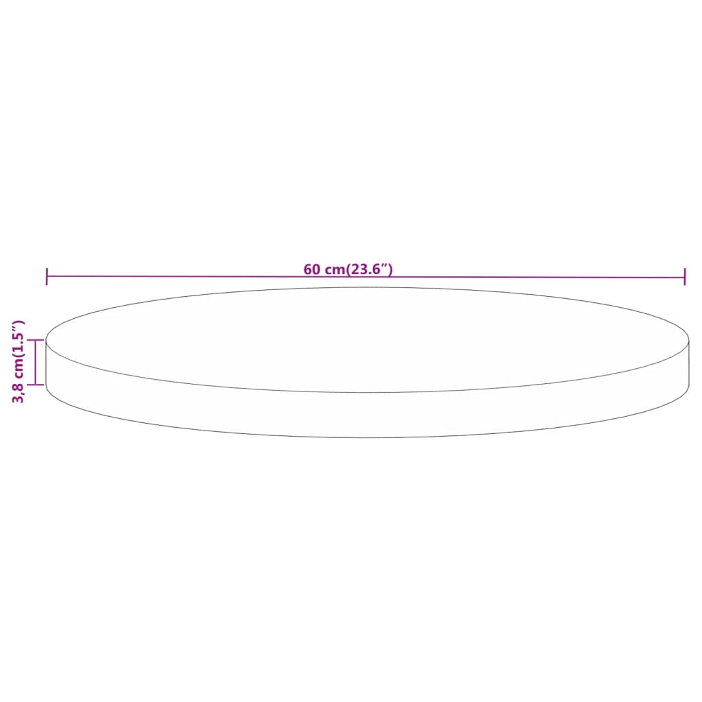 Table Top Ø 60x3.8 cm Round Solid Wood Rough Mango