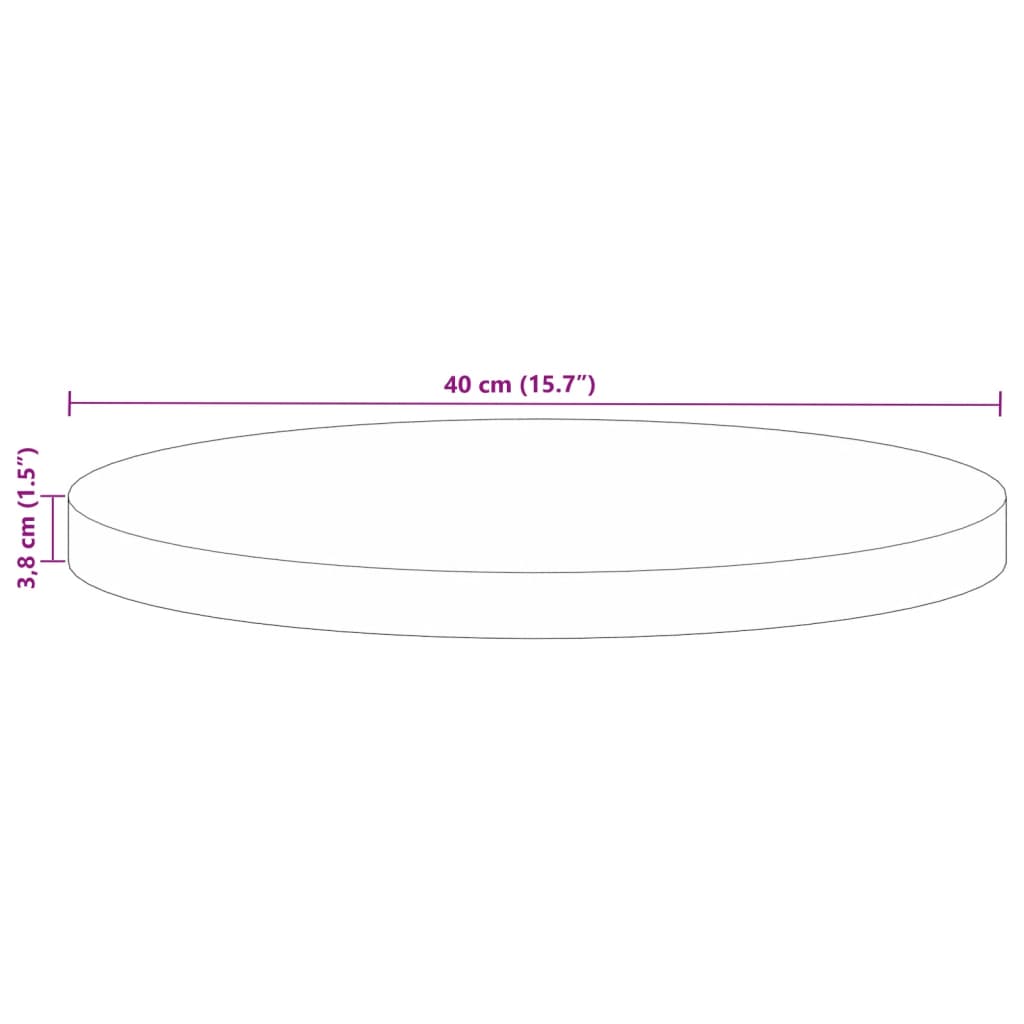 Table Top Ø 40x3.8 cm Round Solid Wood Reclaimed