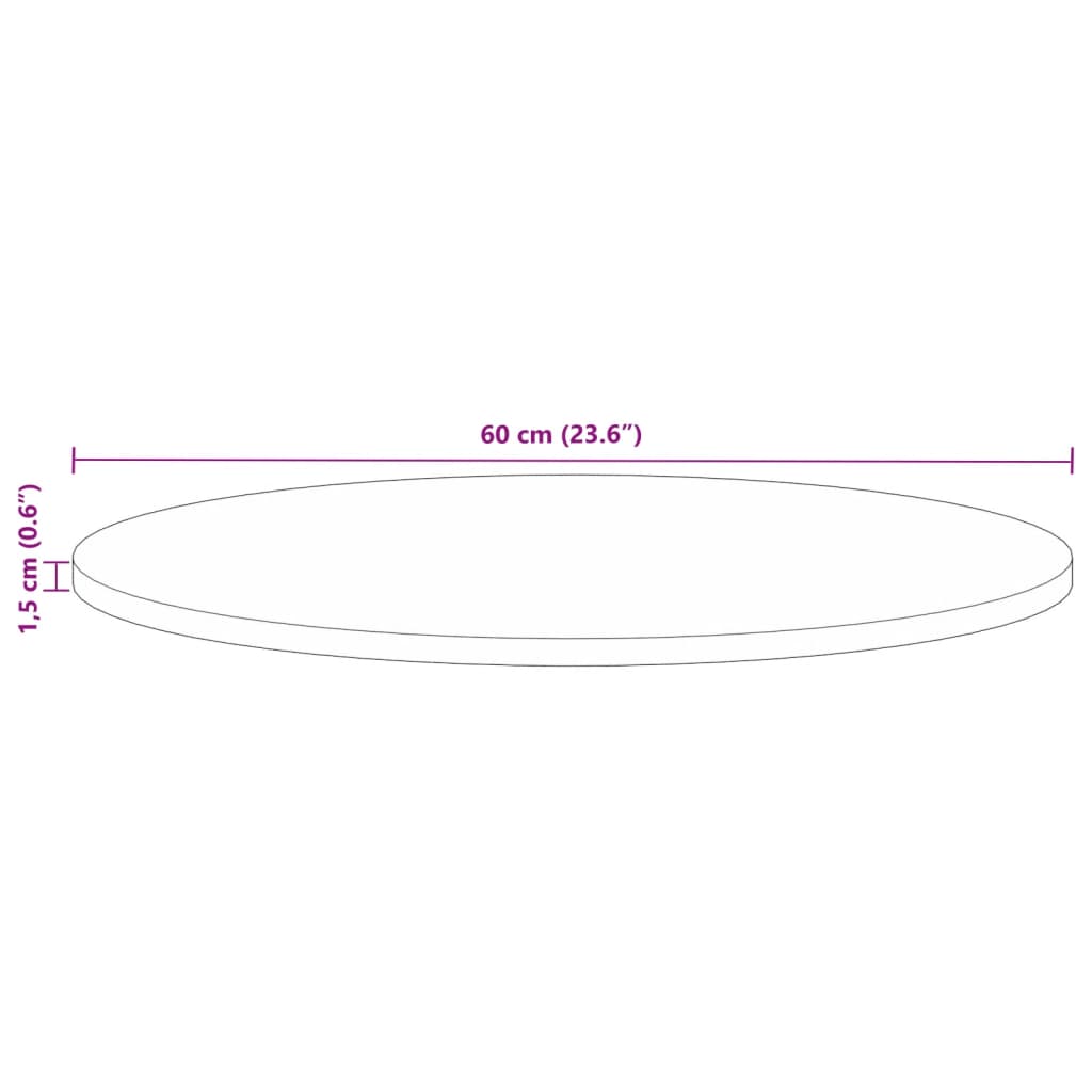 Table Top Ø 60x1.5 cm Round Solid Wood Reclaimed