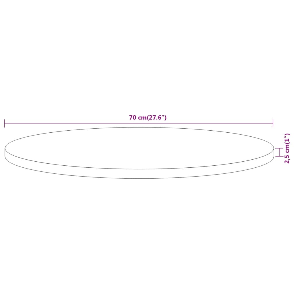 Table Top Ø70x2,5 cm Round Solid Wood Acacia