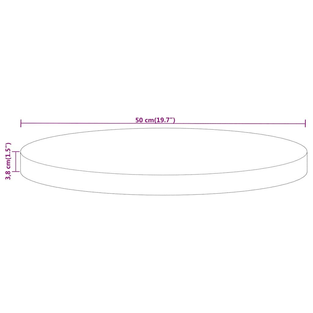 Table Top Ø 50x3.8 cm Round Solid Wood Mango