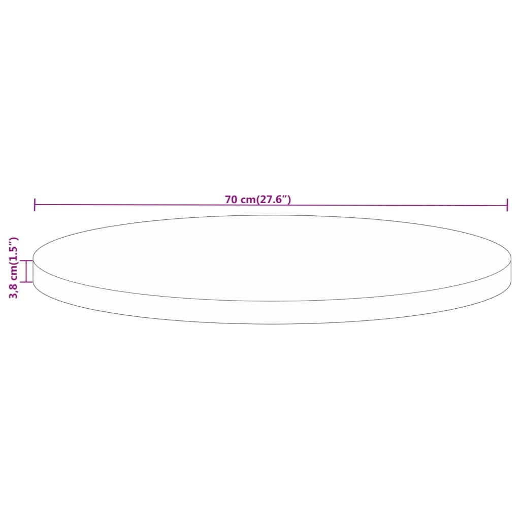 Table Top Ø 70x3.8 cm Round Solid Wood Mango