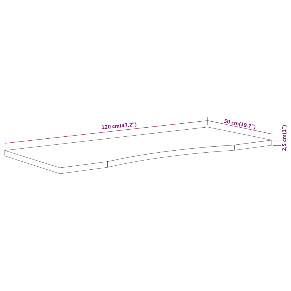 Desk Top 120x50x2,5 cm Rectangular Solid Wood Acacia
