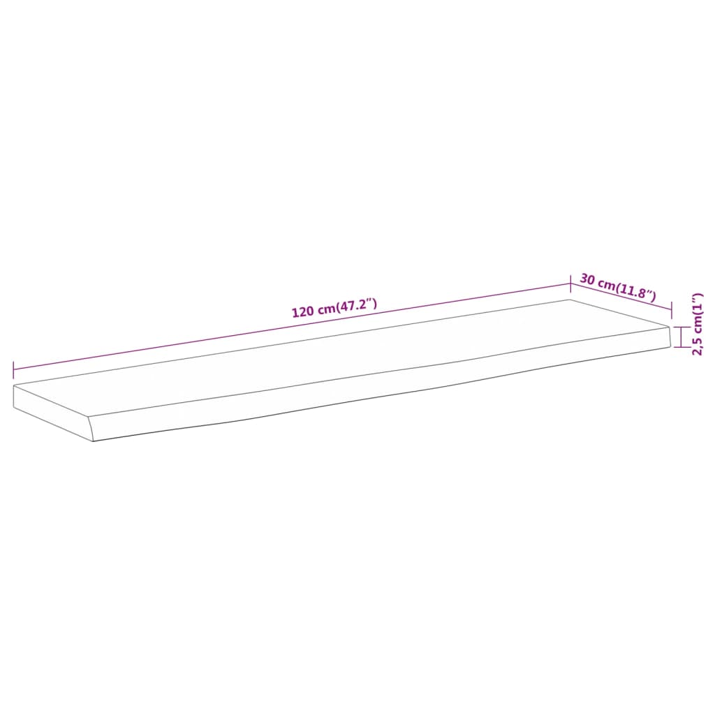 Wall Shelf 120x30x2.5 cm Rectangular Solid Wood Acacia Live Edge