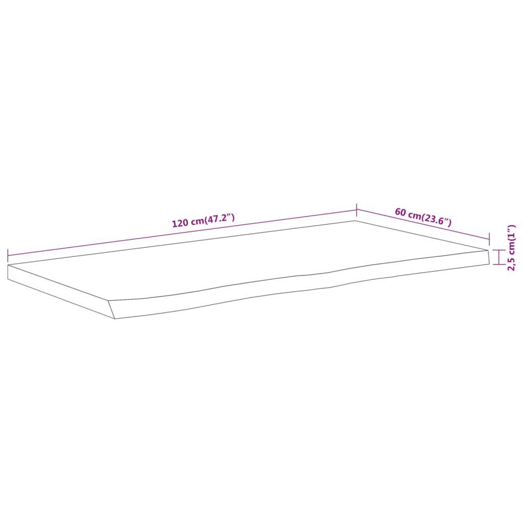 Bathroom Countertop 120x60x2,5 cm Rectangular Solid Wood Acacia