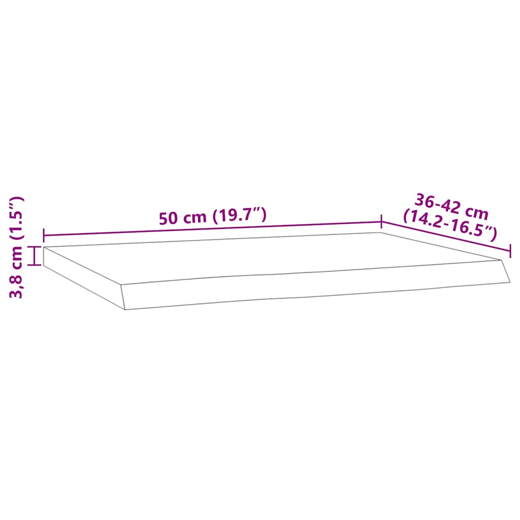 Wall Shelf 50x40x3.8 cm Rectangular Solid Wood Acacia Live Edge