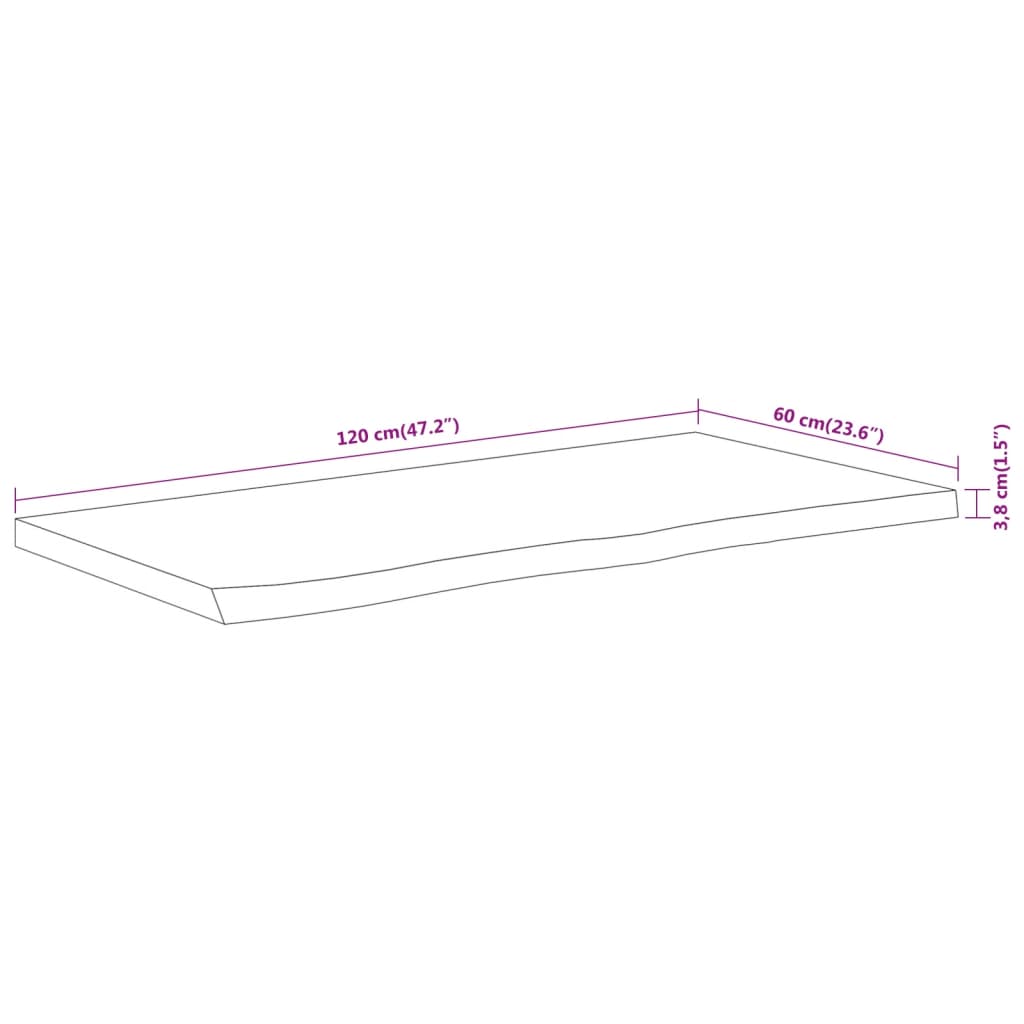 Bathroom Countertop 120x60x3,8 cm Rectangular Solid Wood Acacia