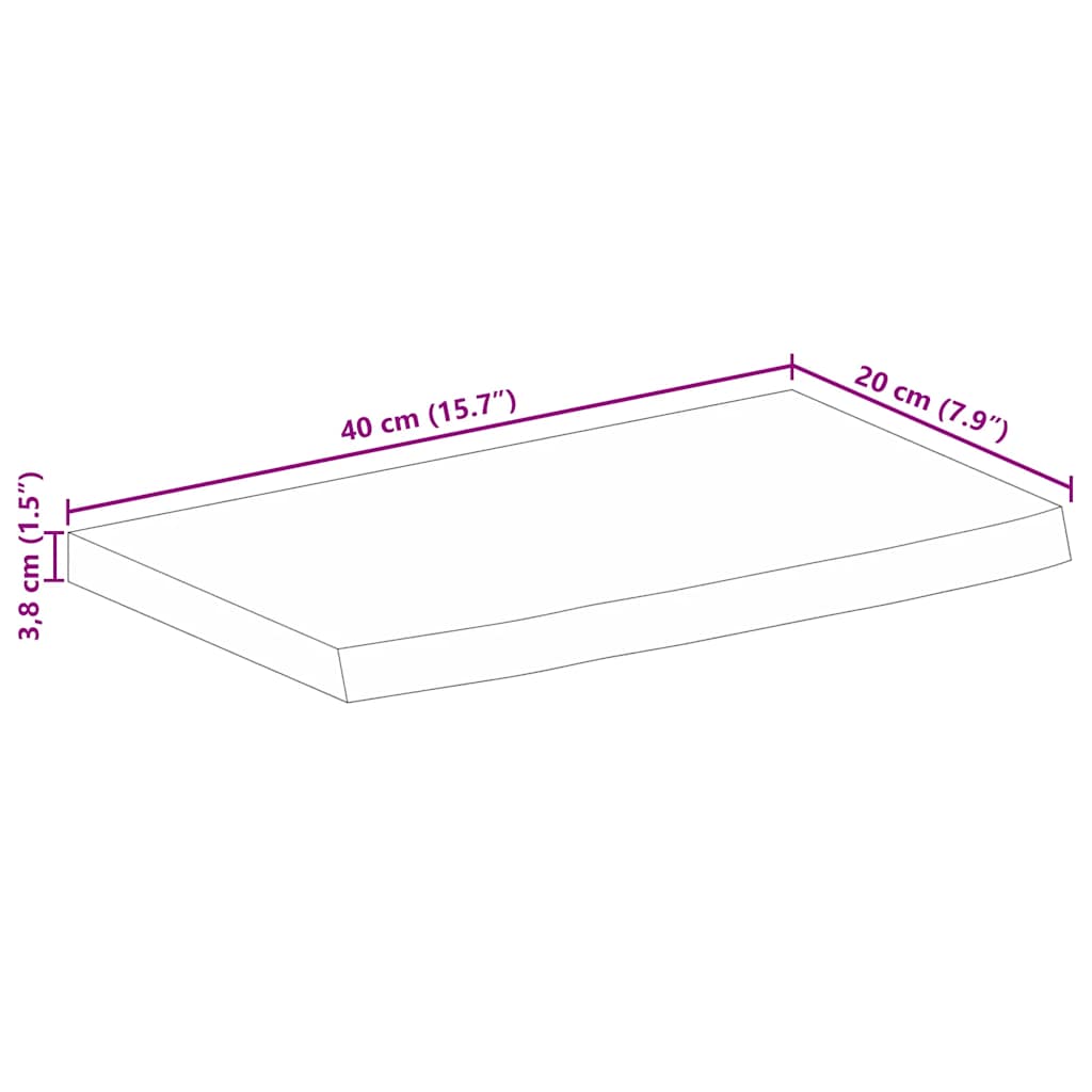 Table Top Live Edge 40x20x3.8 cm Solid Wood Mango