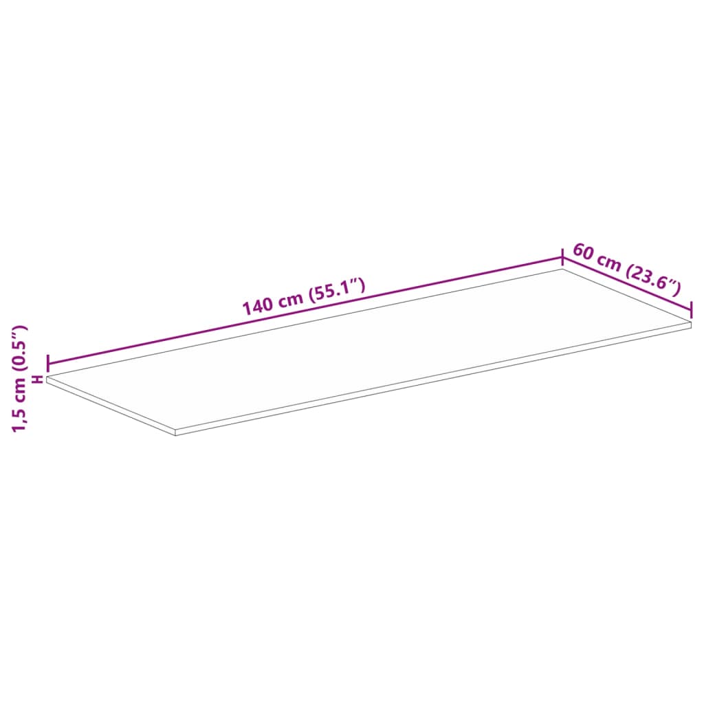 Table Top 140x60x1.5 cm Rectangular Solid Wood Reclaimed
