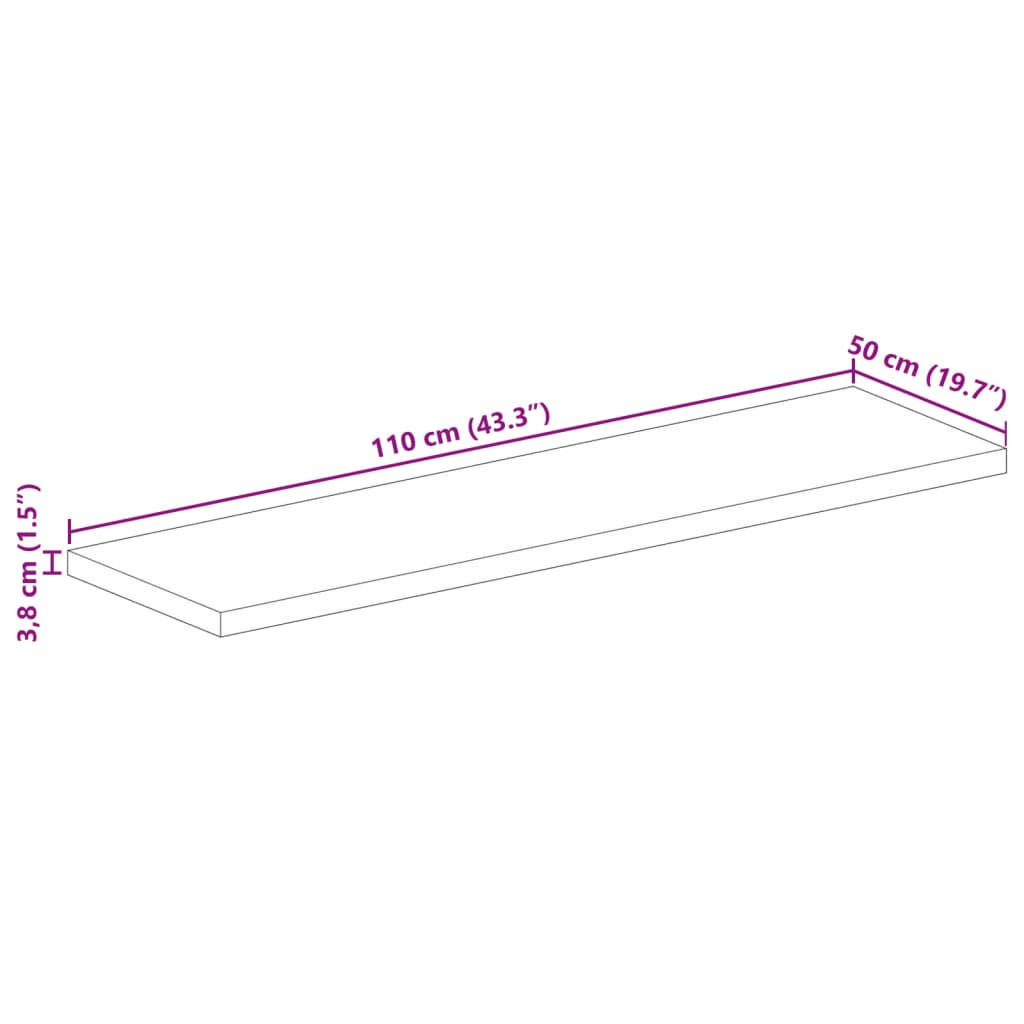 Table Top 110x50x3.8 cm Rectangular Solid Wood Reclaimed