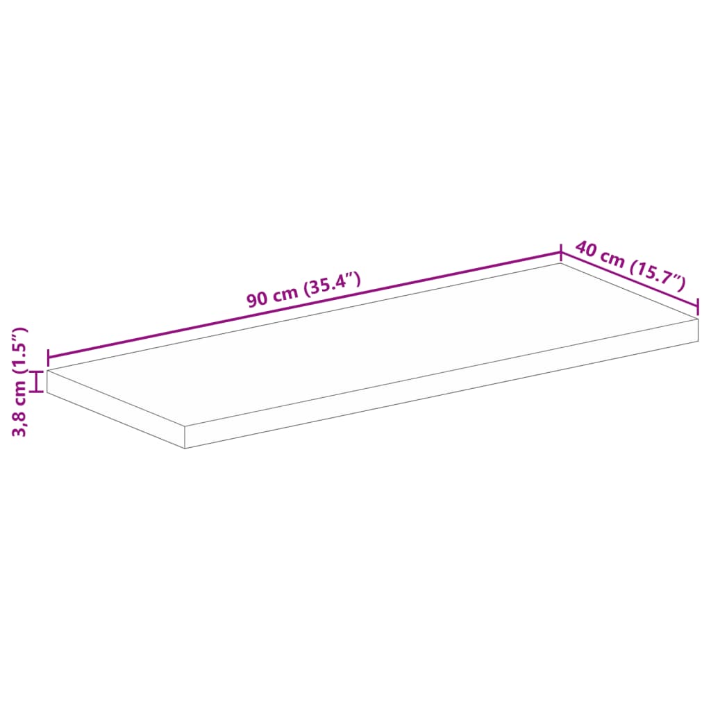 Table Top 90x40x3.8 cm Rectangular Solid Wood Mango