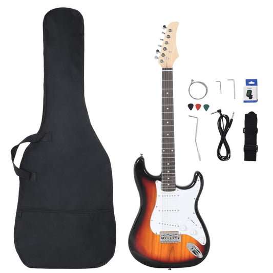 Electric Guitar for Beginner with Bag Brown and White 4/4 39" Electric Guitar for Beginner with Bag Brown and White 4/4 39"