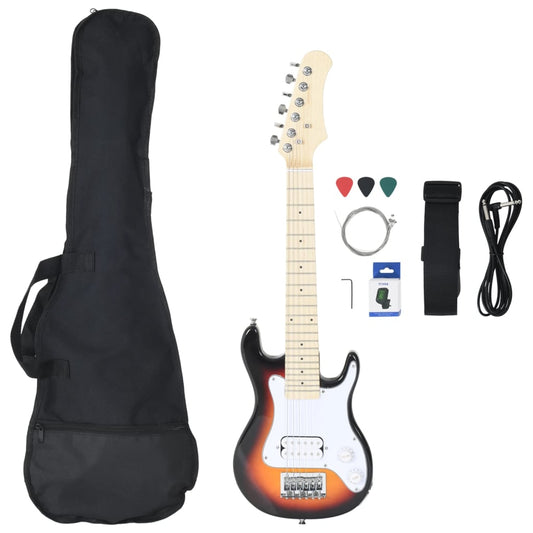 Electric Guitar for Kids with Bag Brown and White 3/4 30" Electric Guitar for Kids with Bag Brown and White 3/4 30"