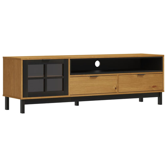 TV Cabinet with Glass Door "FLAM" 158x40x50 cm Solid Wood Pine TV Cabinet with Glass Door "FLAM" 158x40x50 cm Solid Wood Pine