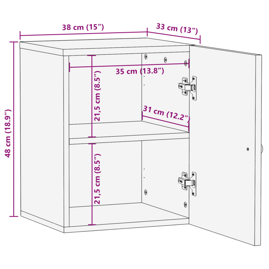 Bathroom Wall Cabinet 38x33x48 cm Solid Wood Mango