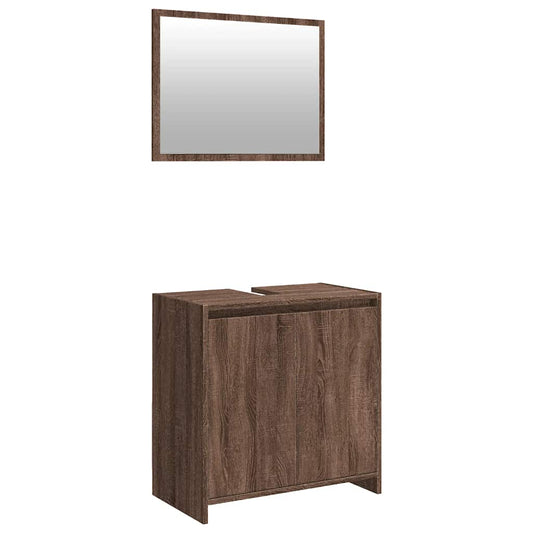 2 Piece Bathroom Furniture Set Brown Oak Engineered Wood 2 Piece Bathroom Furniture Set Brown Oak Engineered Wood