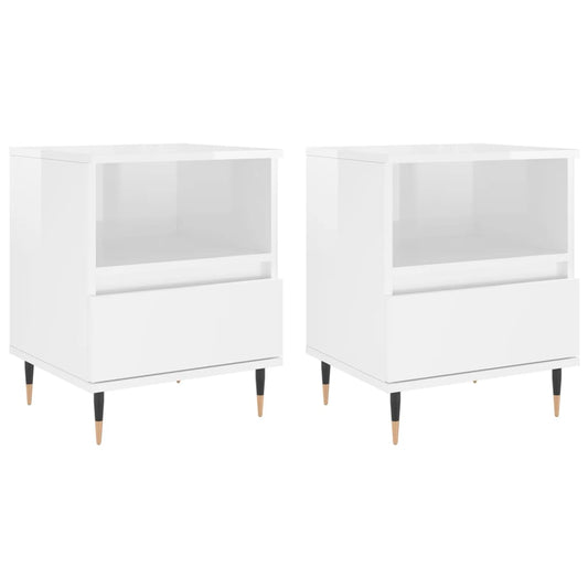 Bedside Cabinets 2 pcs High Gloss White 40x35x50 cm Engineered Wood Bedside Cabinets 2 pcs High Gloss White 40x35x50 cm Engineered Wood