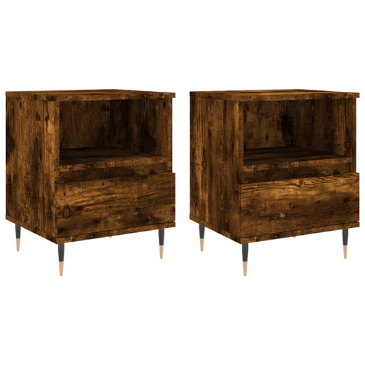Bedside Cabinets 2 pcs Smoked Oak 40x35x50 cm Engineered Wood Bedside Cabinets 2 pcs Smoked Oak 40x35x50 cm Engineered Wood