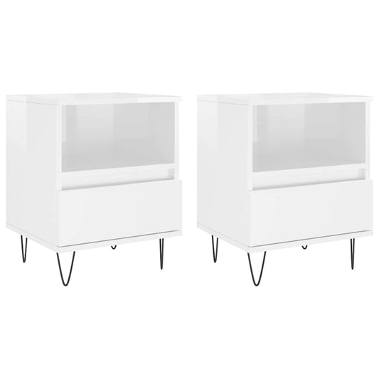 Bedside Cabinets 2 pcs High Gloss White 40x35x50 cm Engineered Wood Bedside Cabinets 2 pcs High Gloss White 40x35x50 cm Engineered Wood