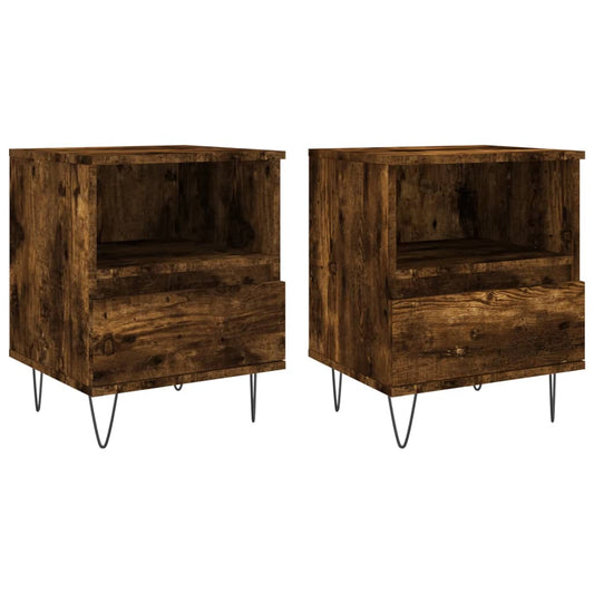 Bedside Cabinets 2 pcs Smoked Oak 40x35x50 cm Engineered Wood Bedside Cabinets 2 pcs Smoked Oak 40x35x50 cm Engineered Wood
