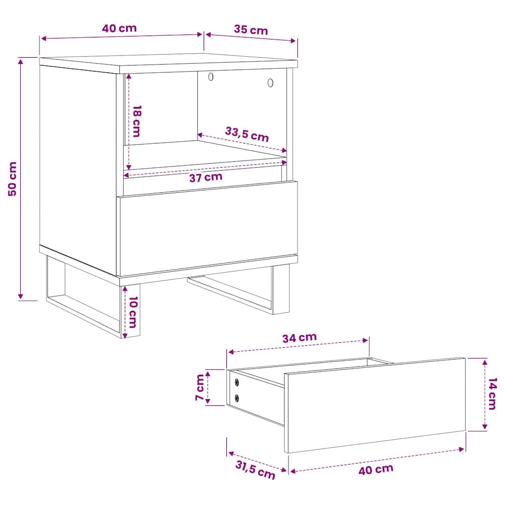 Bedside Cabinets 2 pcs Sonoma Oak 40x35x50 cm Engineered Wood