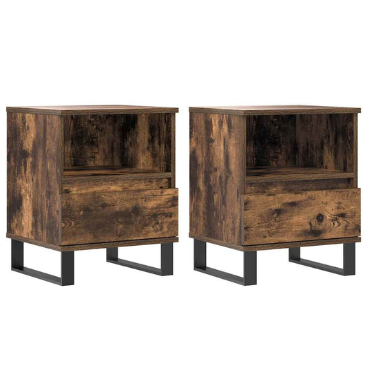 Bedside Cabinets 2 pcs Smoked Oak 40x35x50 cm Engineered Wood Bedside Cabinets 2 pcs Smoked Oak 40x35x50 cm Engineered Wood