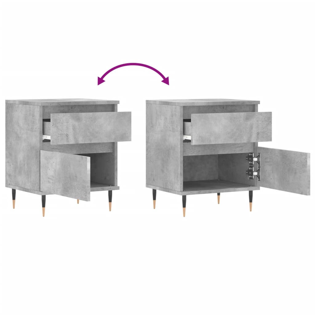 Bedside Cabinets 2 pcs Concrete Grey 40x35x50cm Engineered Wood