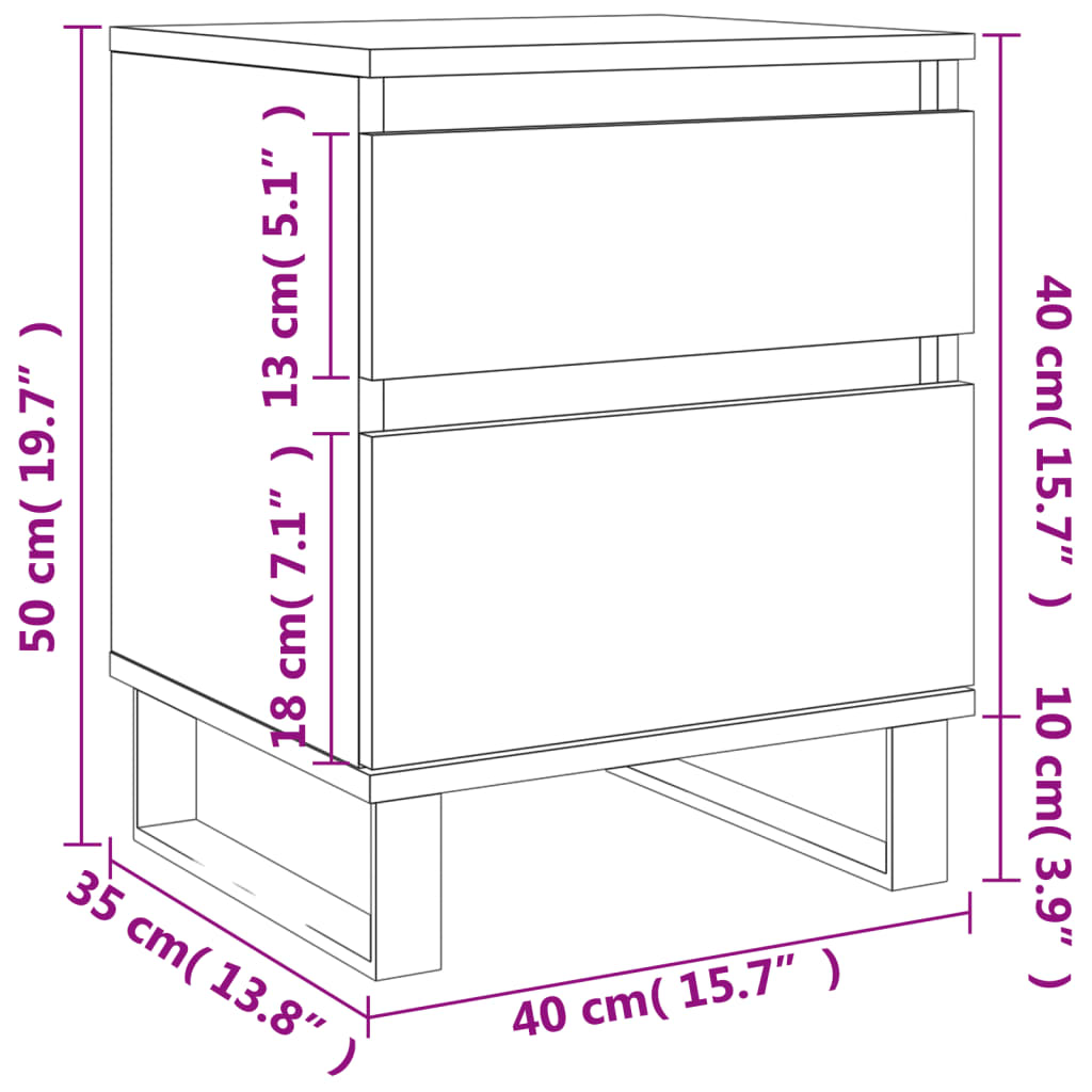 Bedside Cabinet Concrete Grey 40x35x50 cm Engineered Wood