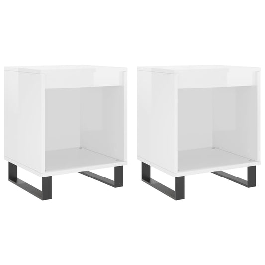Bedside Cabinets 2 pcs High Gloss White 40x35x50 cm Engineered Wood Bedside Cabinets 2 pcs High Gloss White 40x35x50 cm Engineered Wood