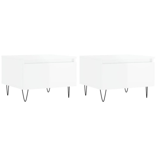 Coffee Tables 2 pcs High Gloss White 50x46x35 cm Engineered Wood Coffee Tables 2 pcs High Gloss White 50x46x35 cm Engineered Wood
