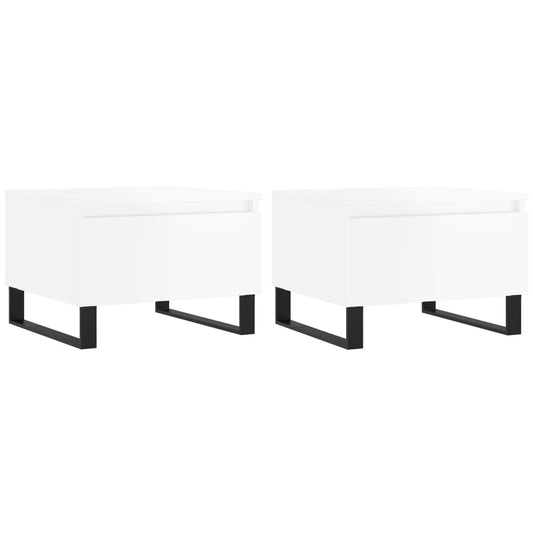 Coffee Tables 2 pcs High Gloss White 50x46x35 cm Engineered Wood Coffee Tables 2 pcs High Gloss White 50x46x35 cm Engineered Wood