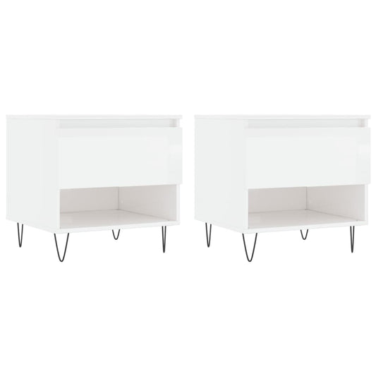 Coffee Tables 2 pcs High Gloss White 50x46x50 cm Engineered Wood Coffee Tables 2 pcs High Gloss White 50x46x50 cm Engineered Wood