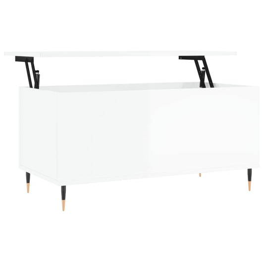 Coffee Table High Gloss White 90x44.5x45 cm Engineered Wood Coffee Table High Gloss White 90x44.5x45 cm Engineered Wood