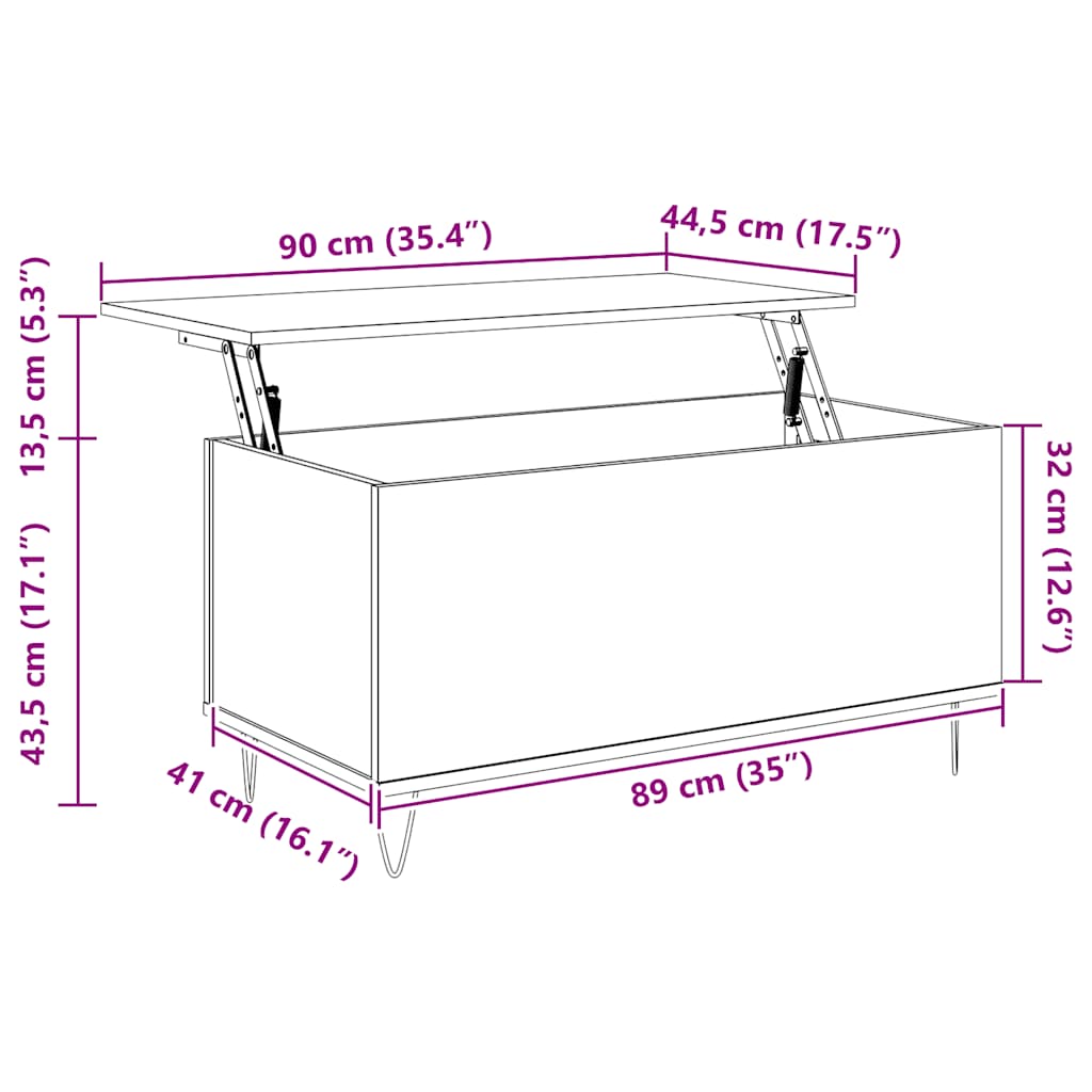 Coffee Table White 90x44.5x45 cm Engineered Wood