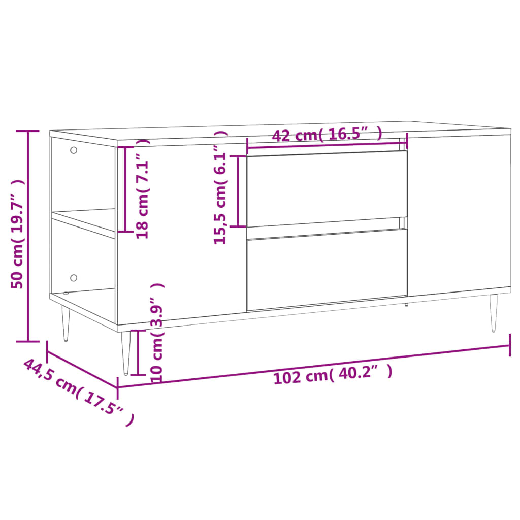 Coffee Table Sonoma Oak 102x44,5x50 cm Engineered Wood