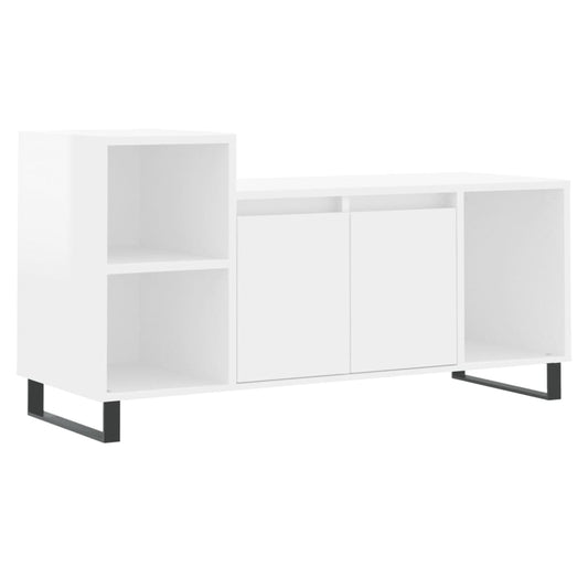 TV Cabinet High Gloss White 100x35x55 cm Engineered Wood TV Cabinet High Gloss White 100x35x55 cm Engineered Wood