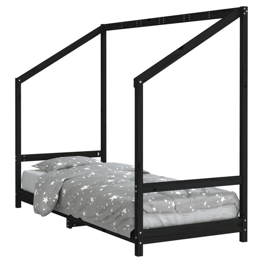 Kids Bed Frame Black 80x200 cm Solid Wood Pine Kids Bed Frame Black 80x200 cm Solid Wood Pine