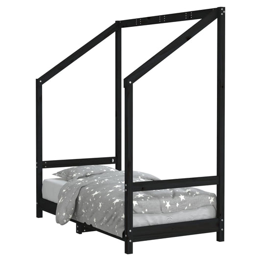 Kids Bed Frame Black 70x140 cm Solid Wood Pine Kids Bed Frame Black 70x140 cm Solid Wood Pine